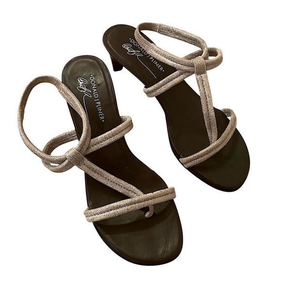 Donald Pliner Women’s Size 9M Silver Metallic Shimmery Strap Heeled Sandals - Picture 1 of 14